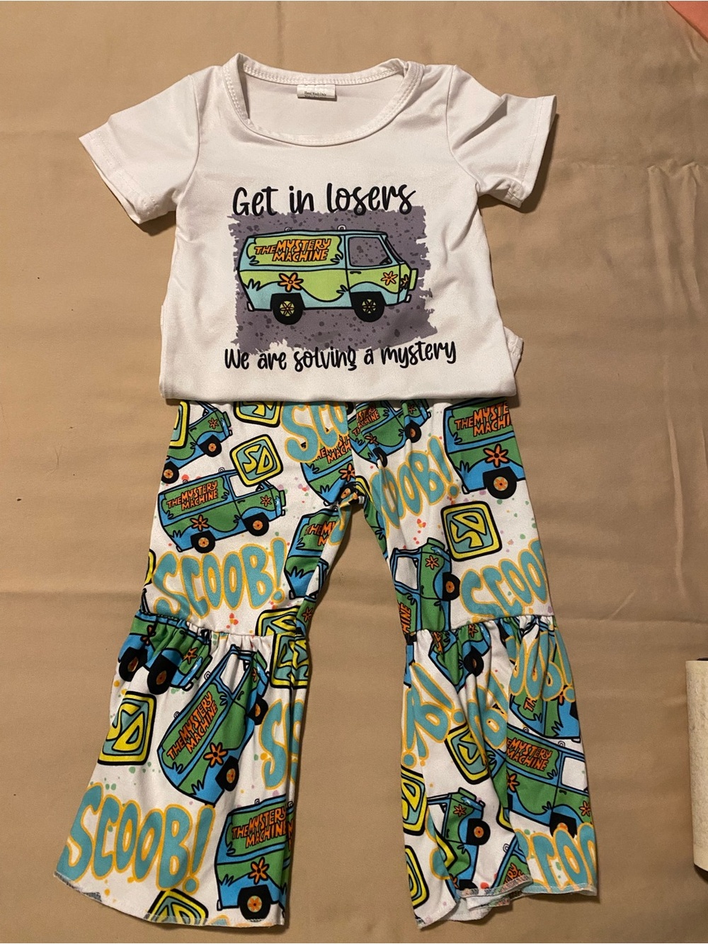 Scooby-Doo White & Green Kids Matching Set – Graphic Tee & Ruffle Pants